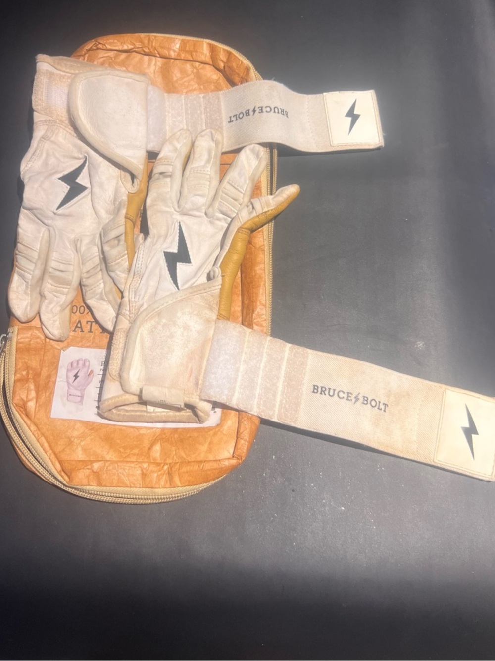 ⚡ BRUCE BOLT Youth Premium Pro Batting Gloves - White